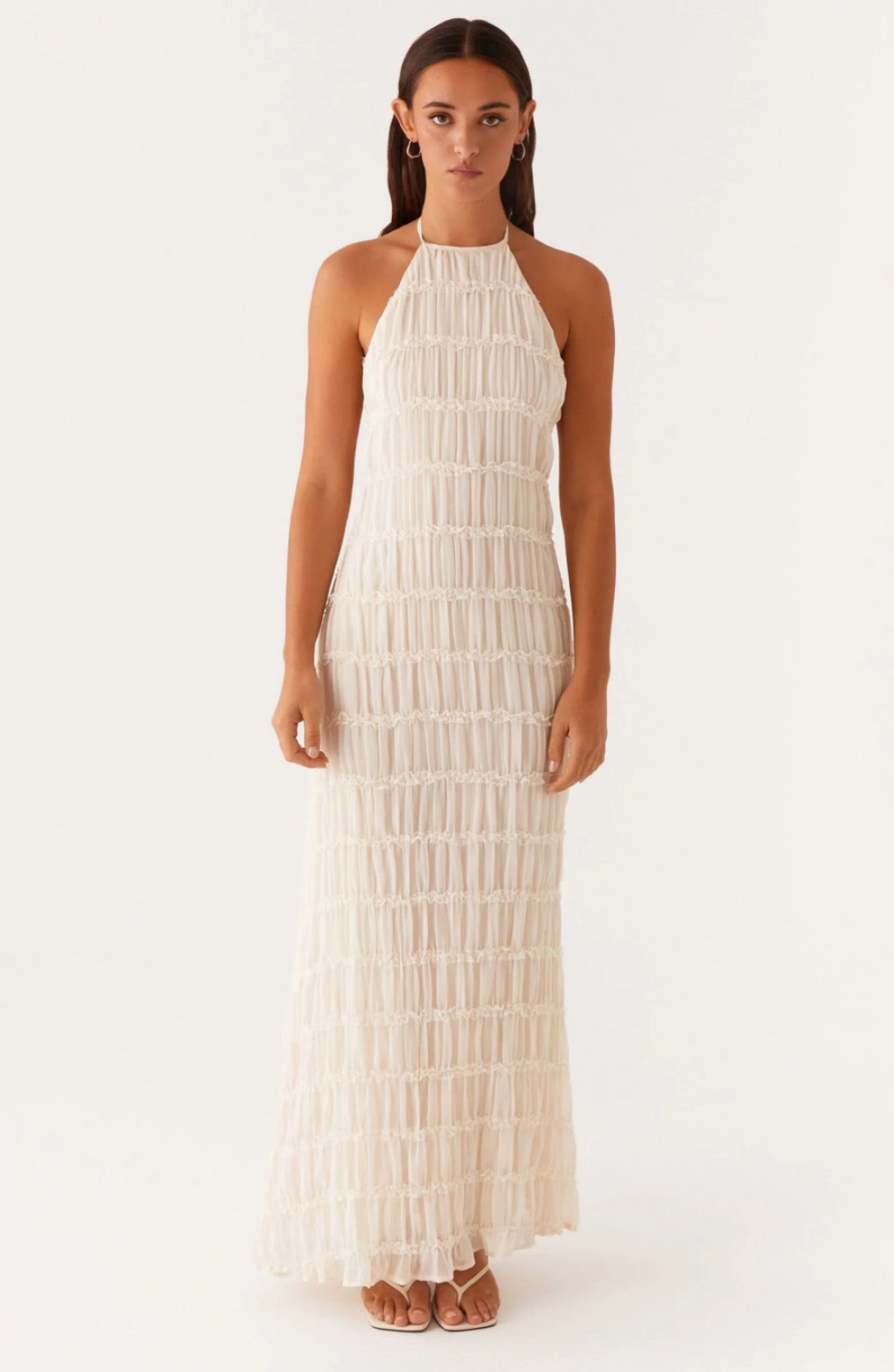 Cariselle™ Textured Maxi Dress with Neck Tie