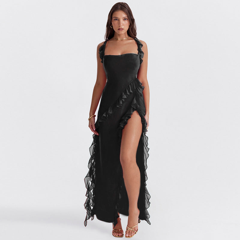 Riana™ Flowing Dress with Ruffles and Water Neckline