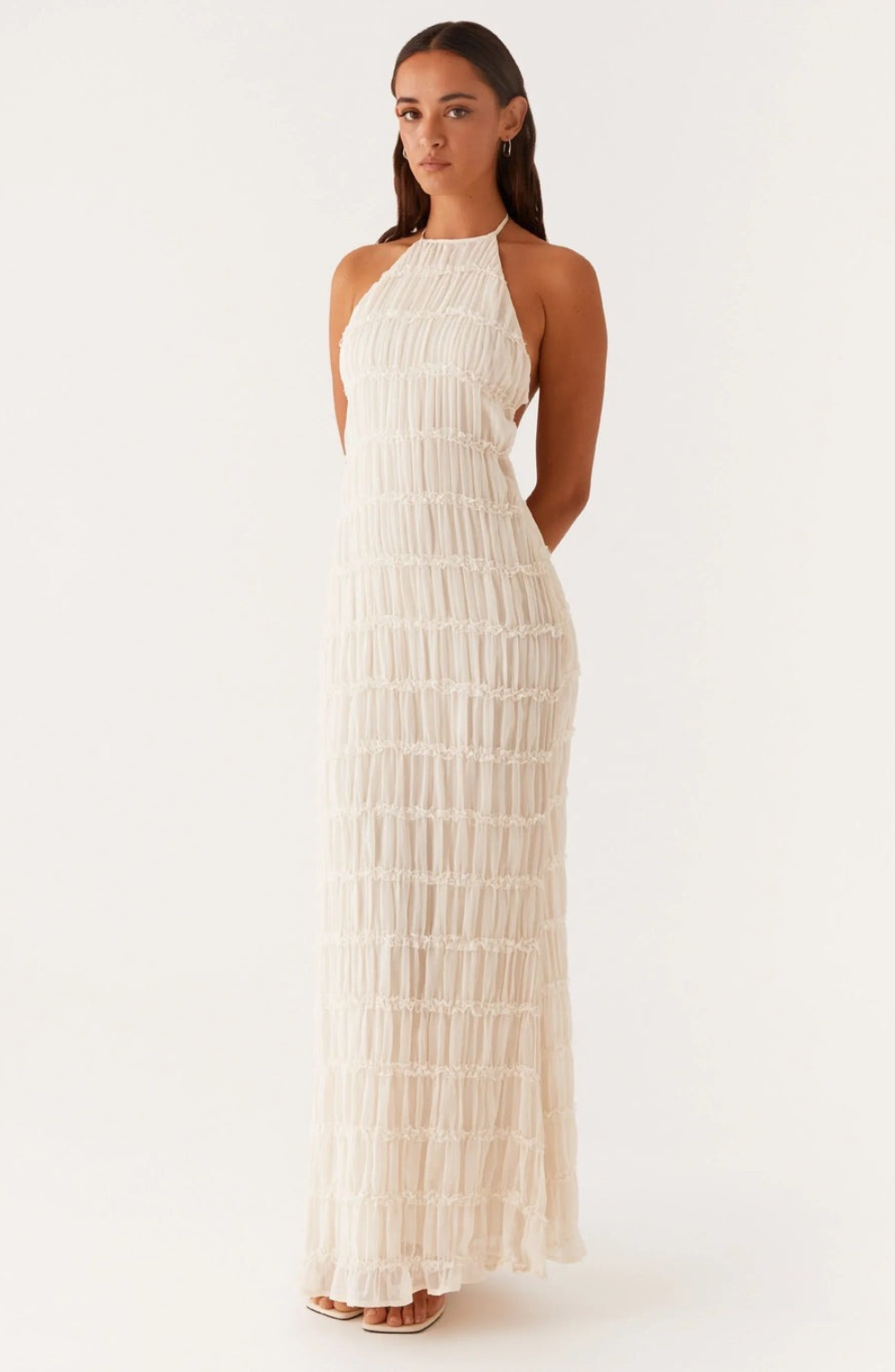 Cariselle™ Textured Maxi Dress with Neck Tie
