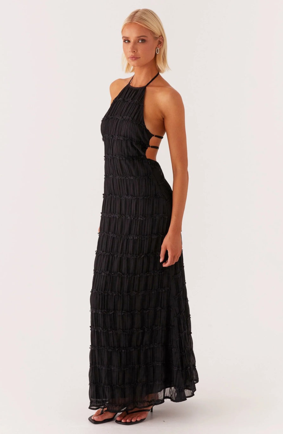 Cariselle™ Textured Maxi Dress with Neck Tie