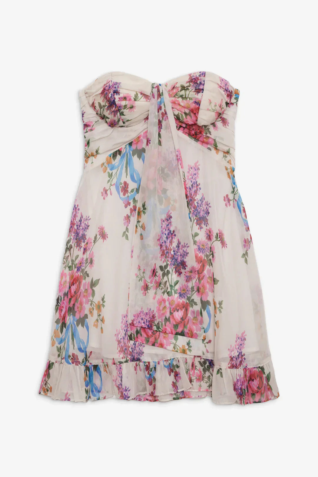Ismena™ – Short Strapless Dress with Floral Pattern