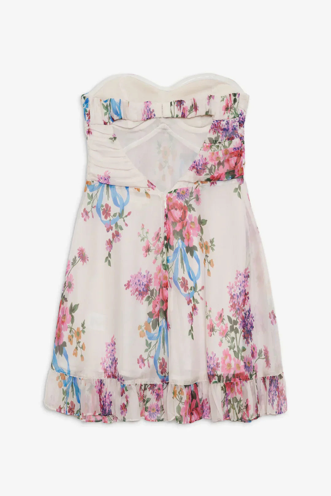 Ismena™ – Short Strapless Dress with Floral Pattern
