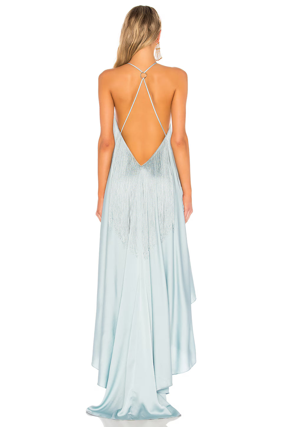 Armelia™ – Satin Maxi Dress with a Slit and Deep V-Neck