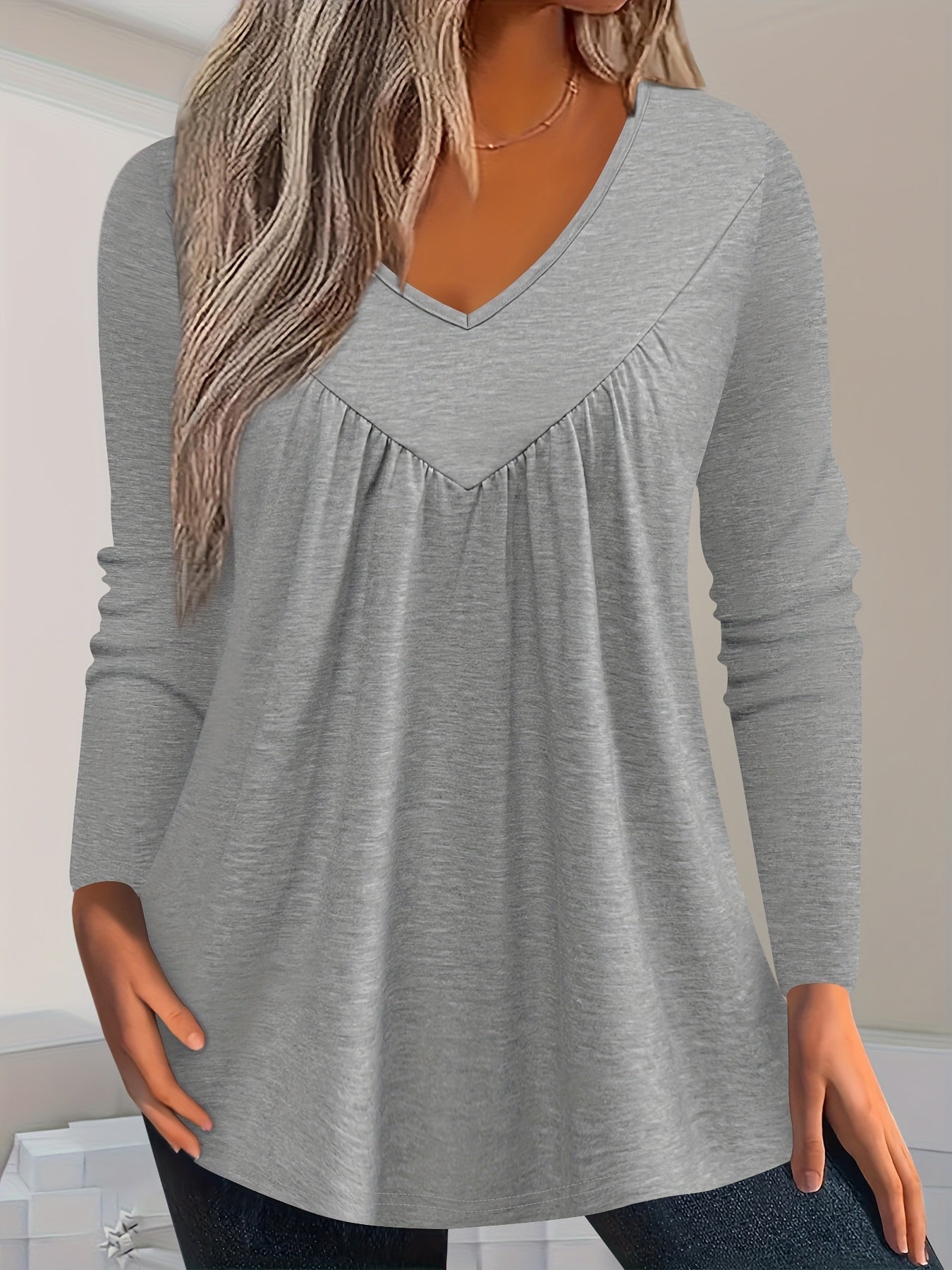 Sofia™ | V-Neck Blouse with Bust Darts Plus Size
