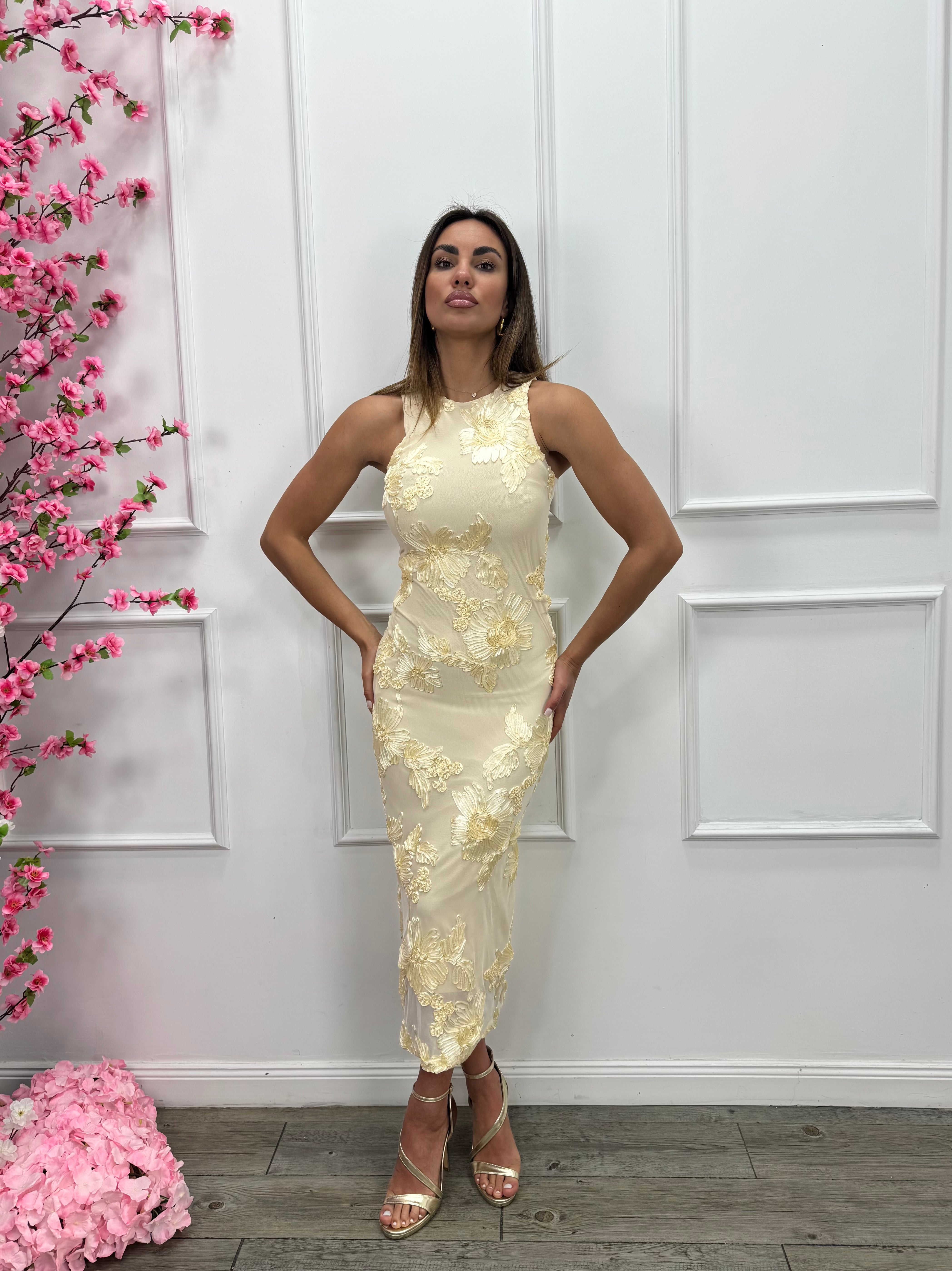 Serelia™ Elegant Evening Dress with Floral Pattern