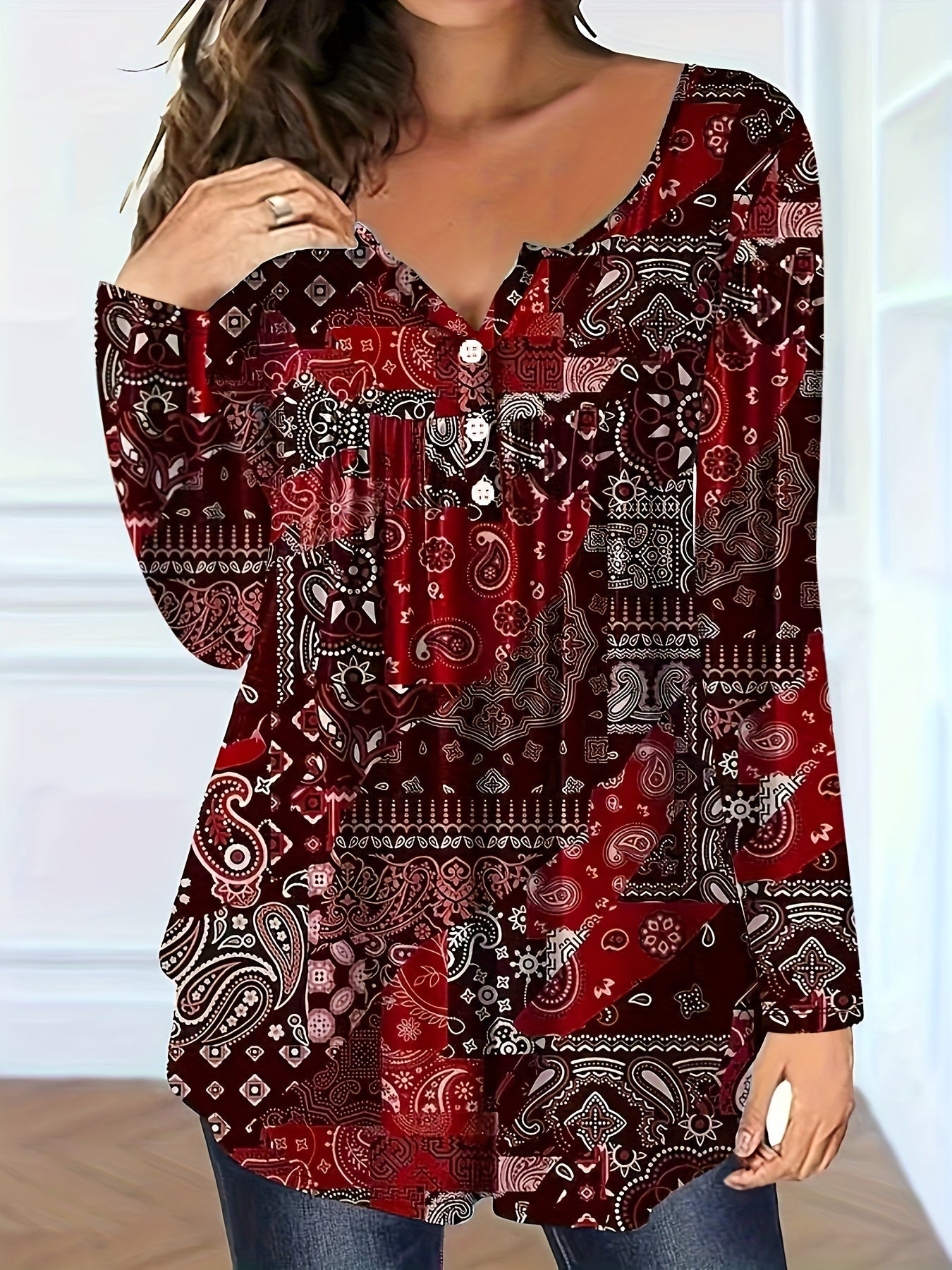 Sofia™ | Elegant Loose V-Neck Blouse Plus Size