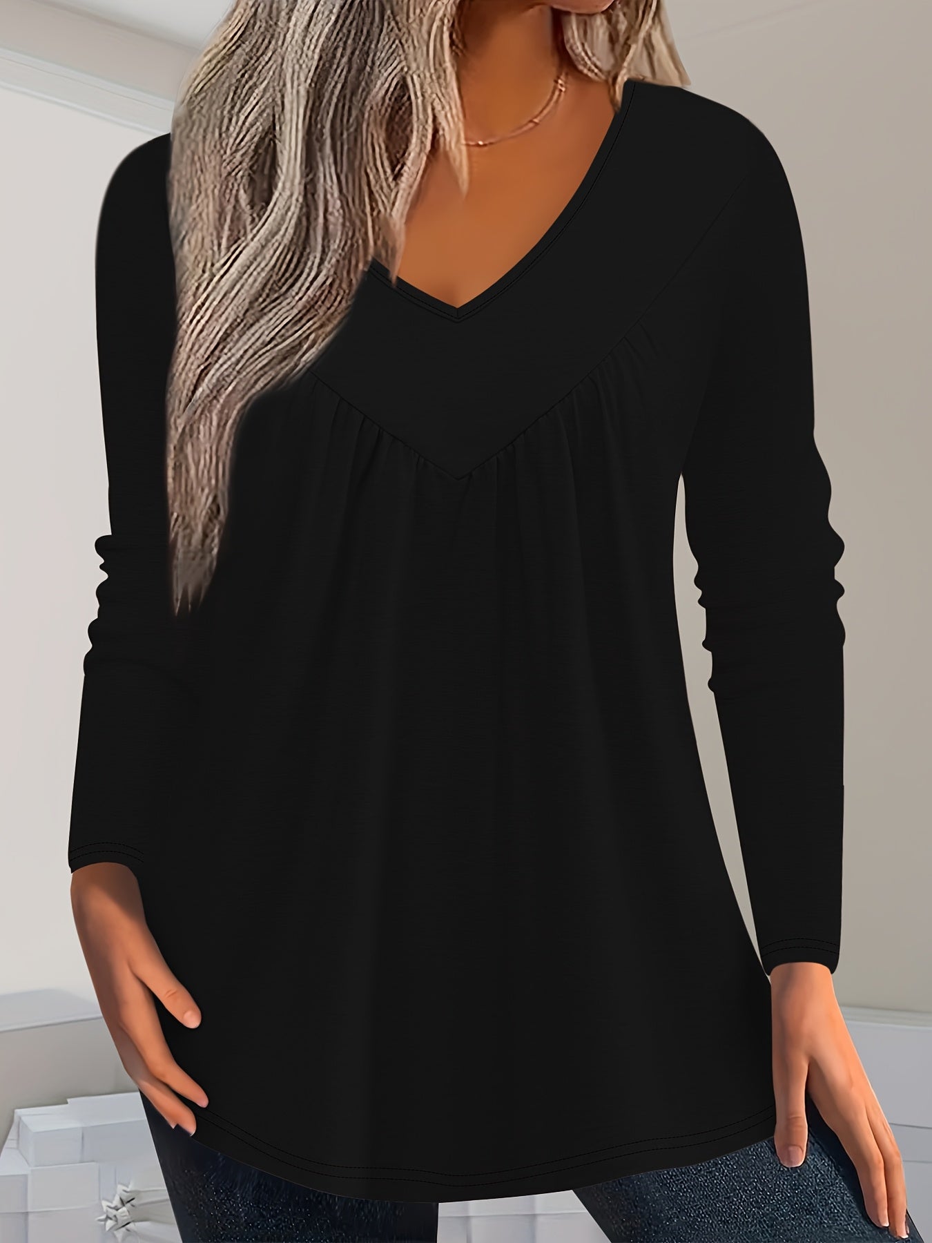 Sofia™ | V-Neck Blouse with Bust Darts Plus Size