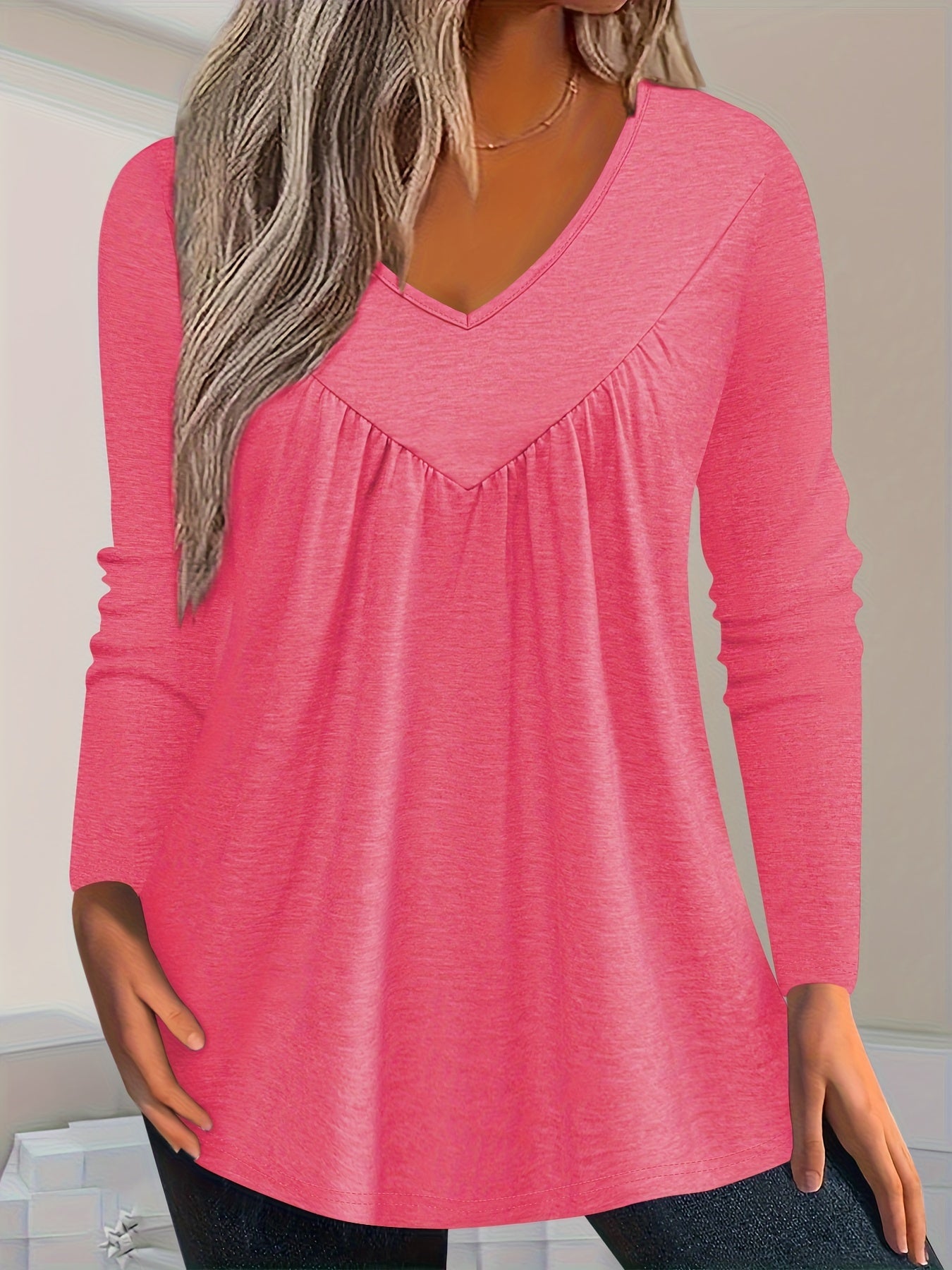 Sofia™ | V-Neck Blouse with Bust Darts Plus Size