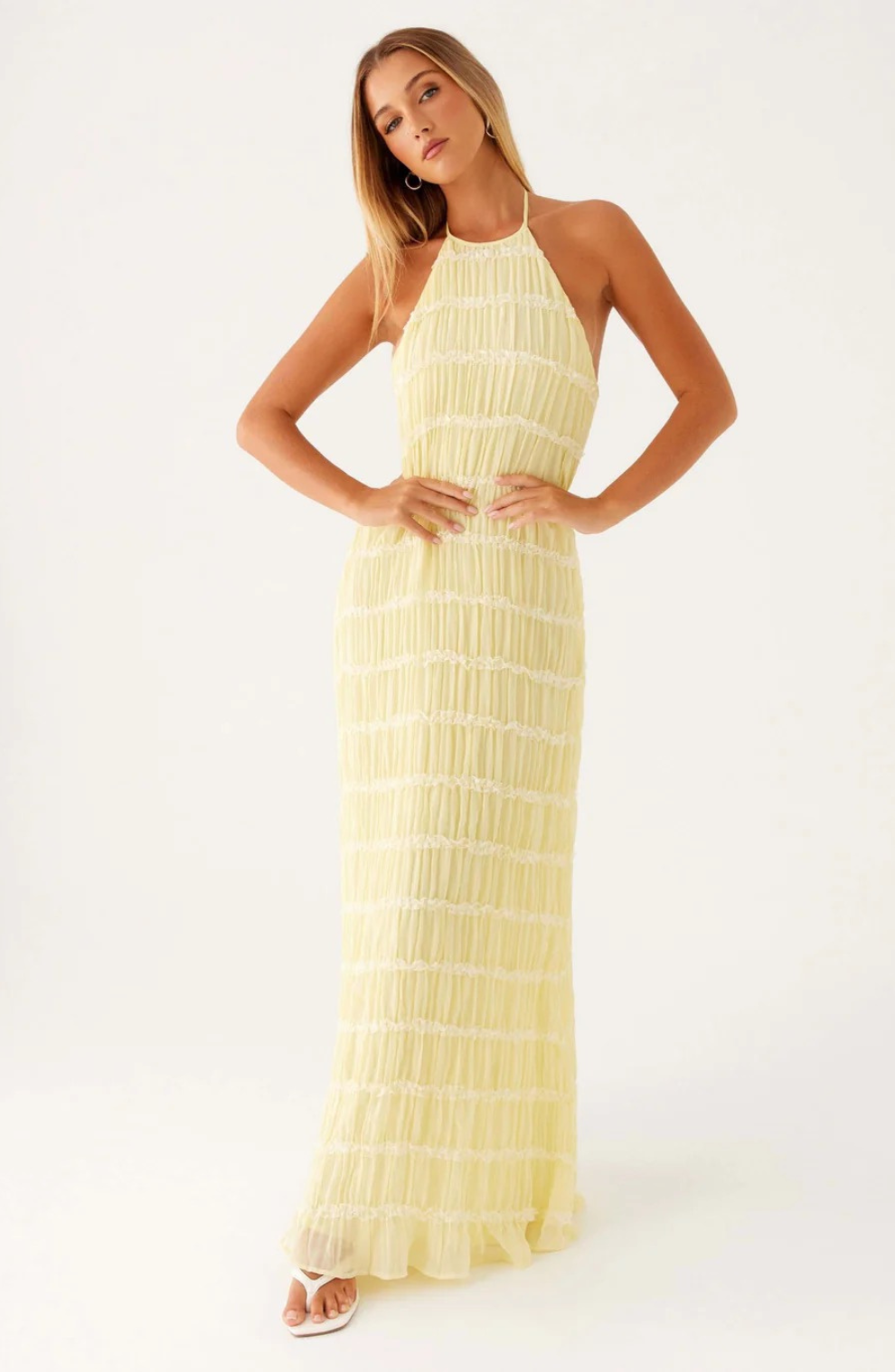 Cariselle™ Textured Maxi Dress with Neck Tie