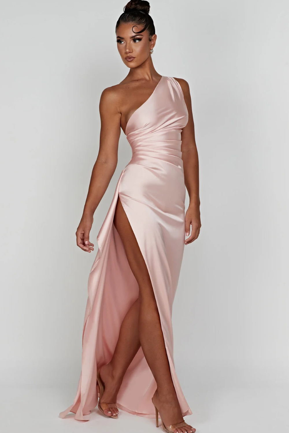 Loralei™ – Satin Gown with Asymmetrical Neckline
