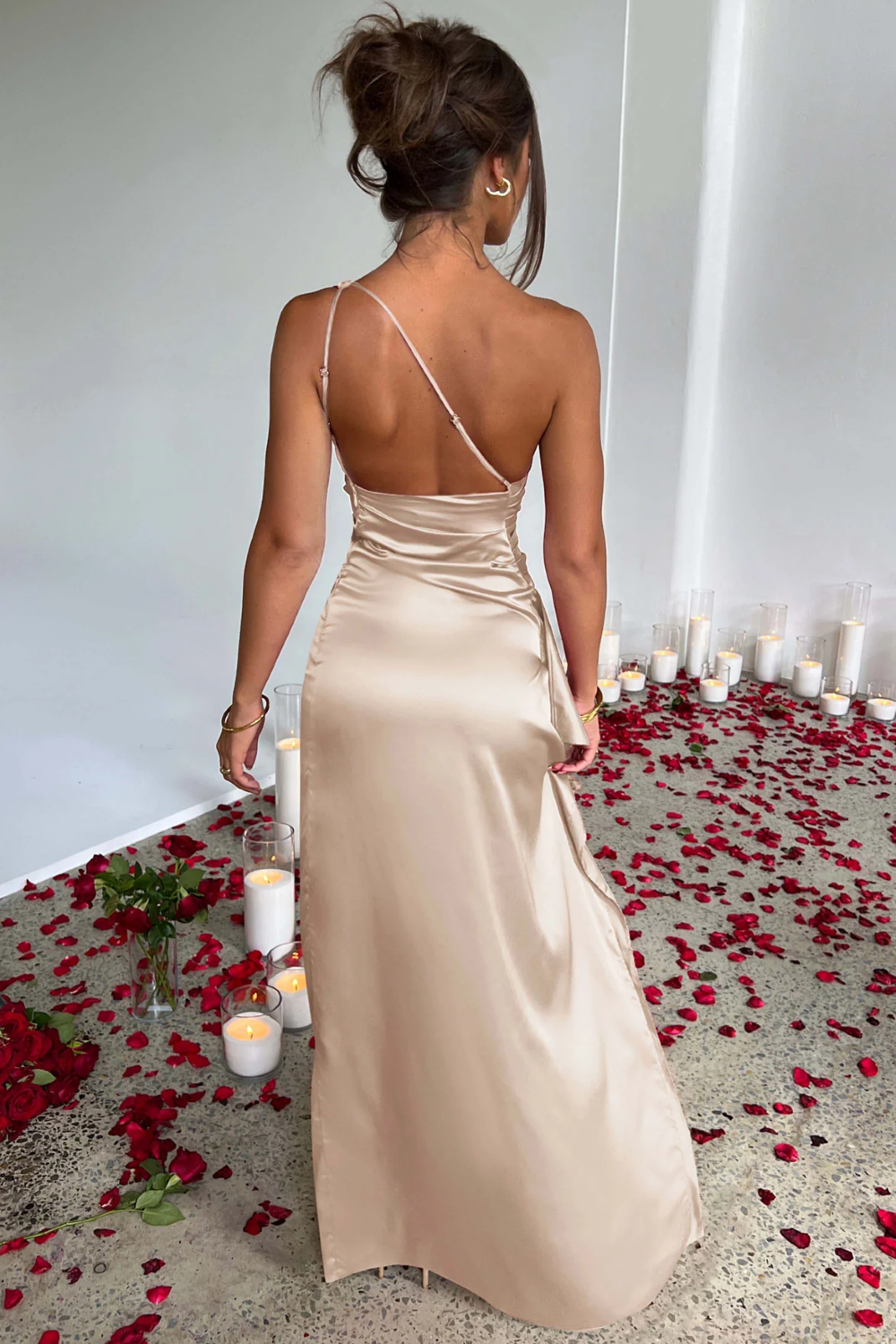 Loralei™ – Satin Gown with Asymmetrical Neckline