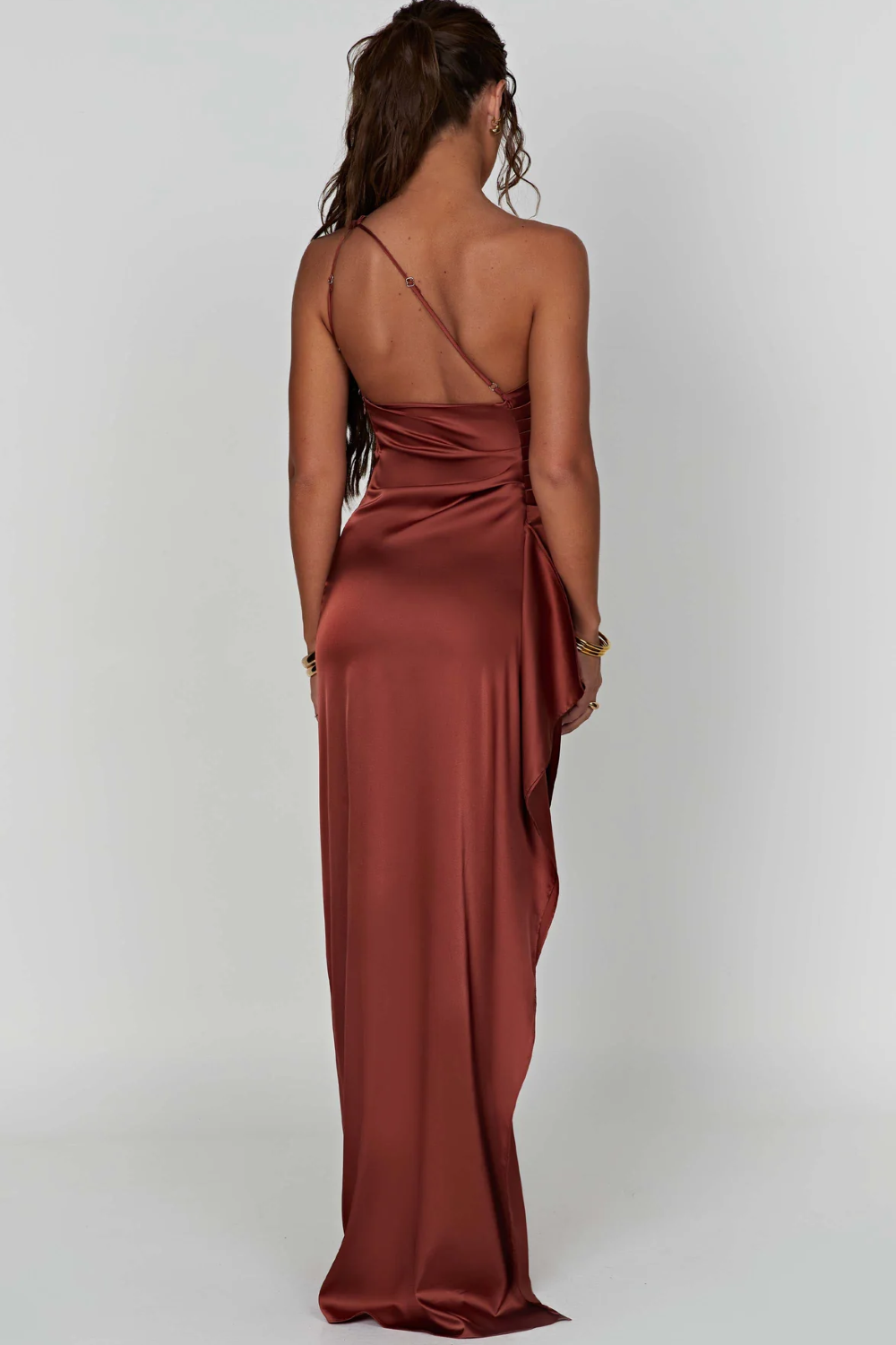 Loralei™ – Satin Gown with Asymmetrical Neckline