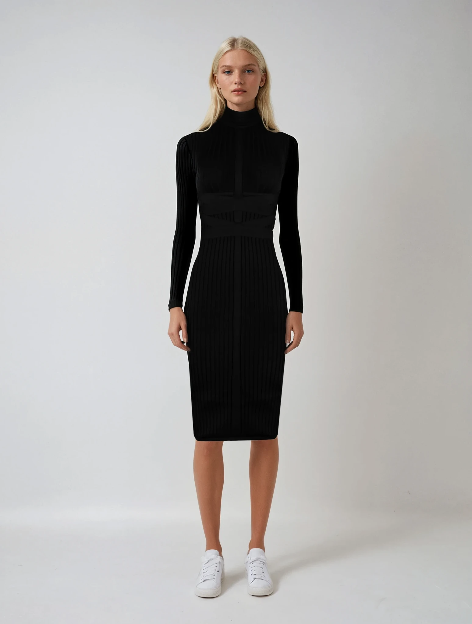 Black bandage dress with long sleeves