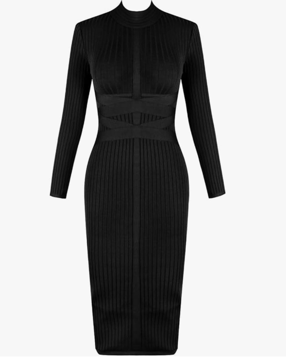 Black bandage dress with long sleeves