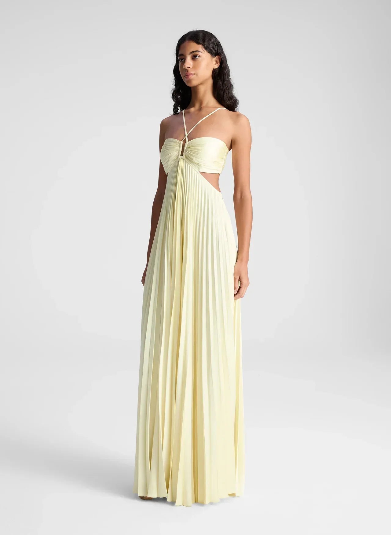 Calleira™ – Satin Maxi Dress in Yellow