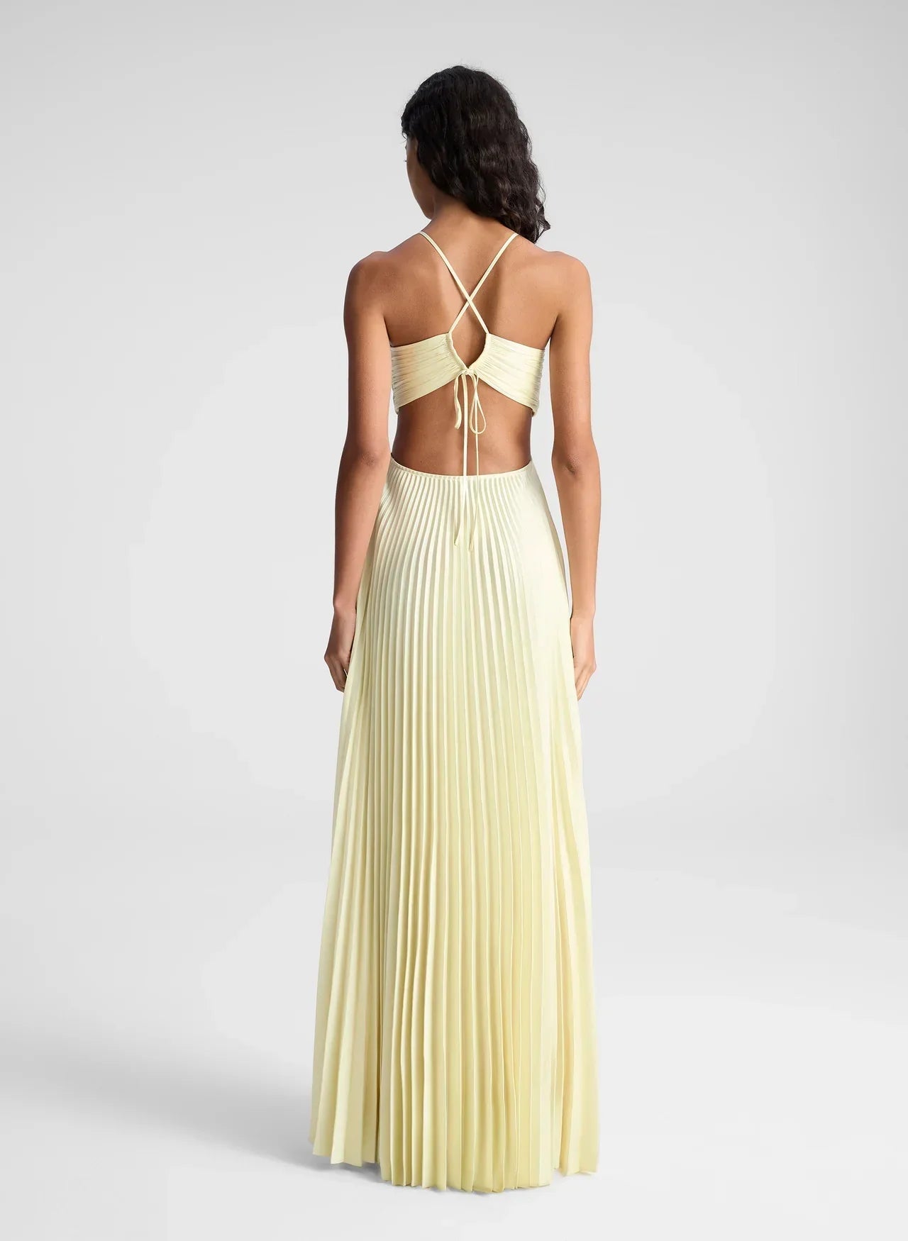 Calleira™ – Satin Maxi Dress in Yellow