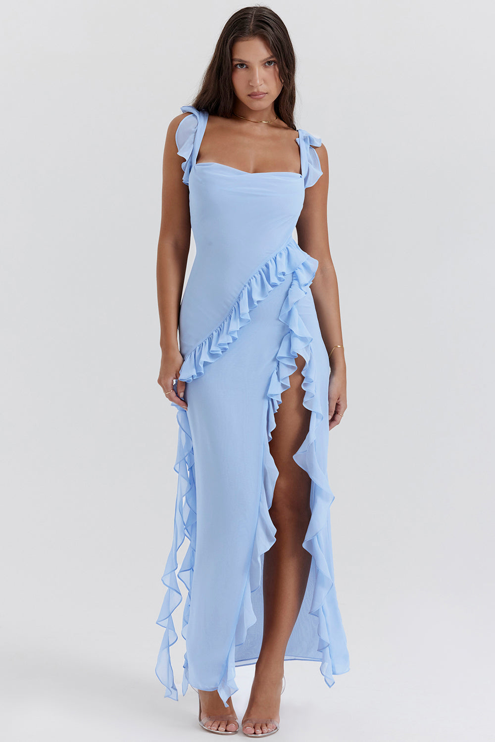Riana™ Flowing Dress with Ruffles and Water Neckline