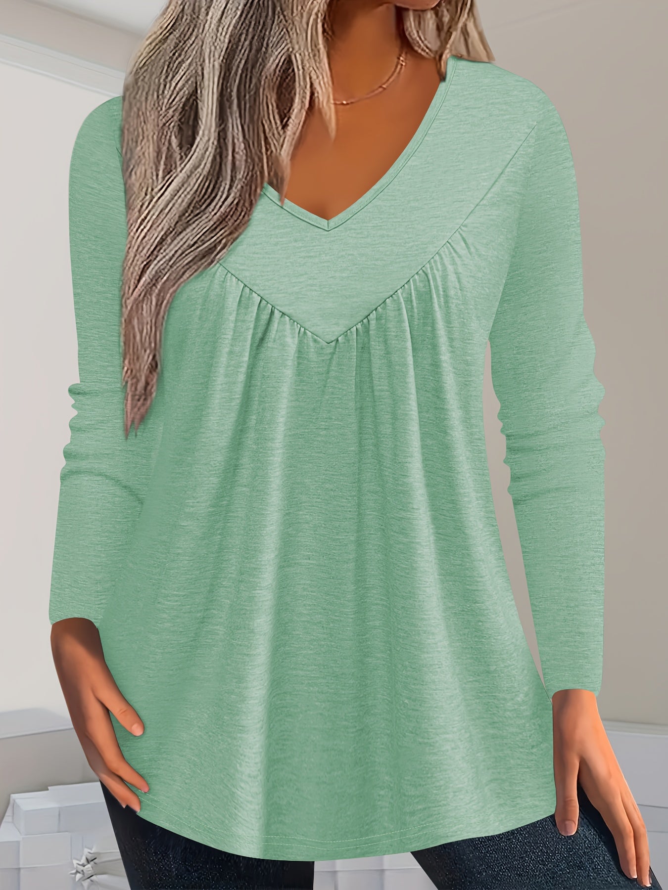 Sofia™ | V-Neck Blouse with Bust Darts Plus Size