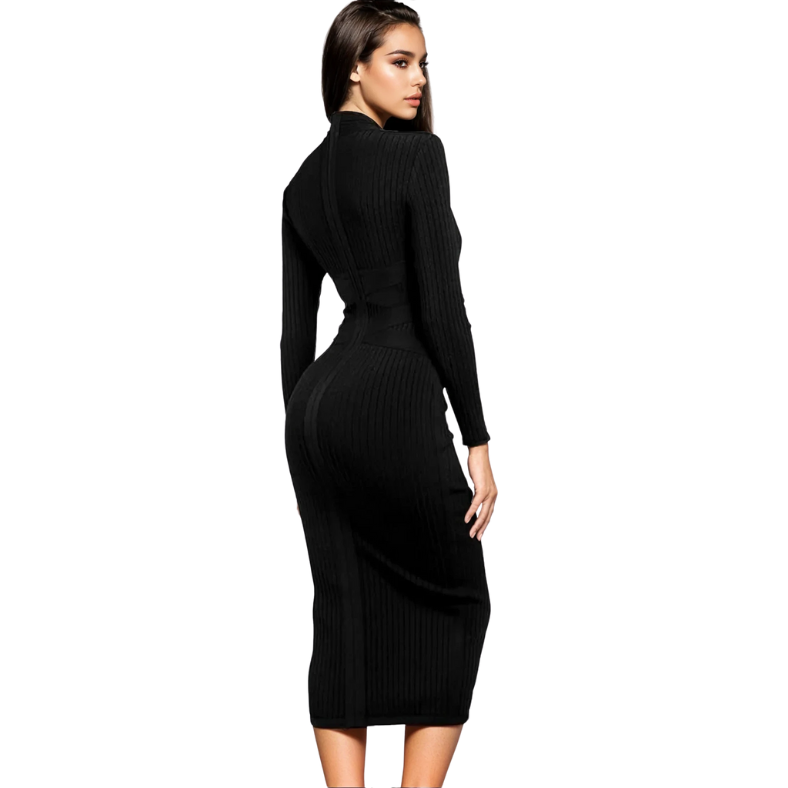 Black bandage dress with long sleeves