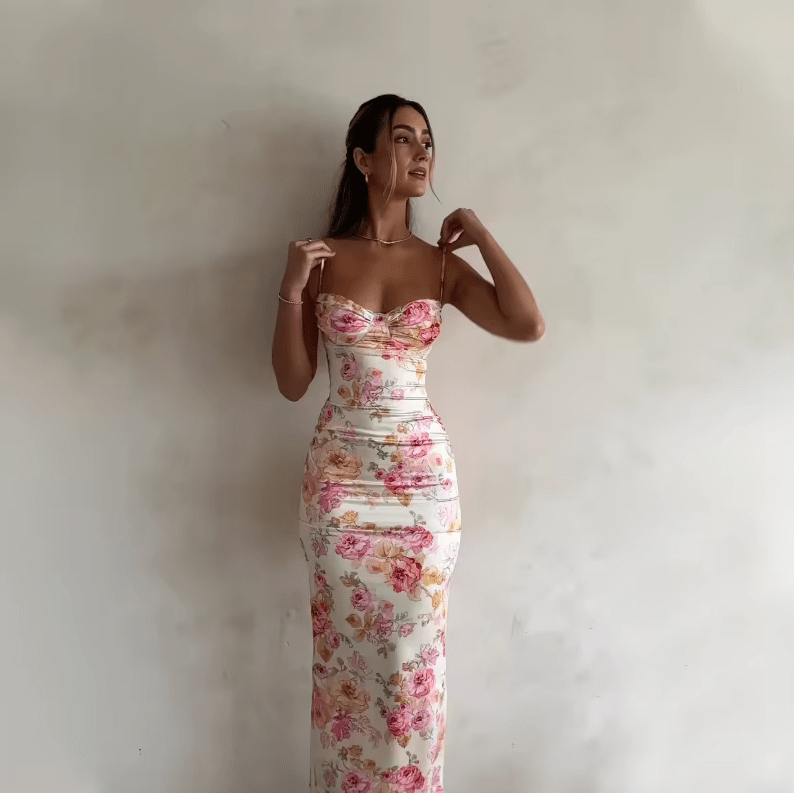 Beau | Summer Long Dress with Floral Pattern