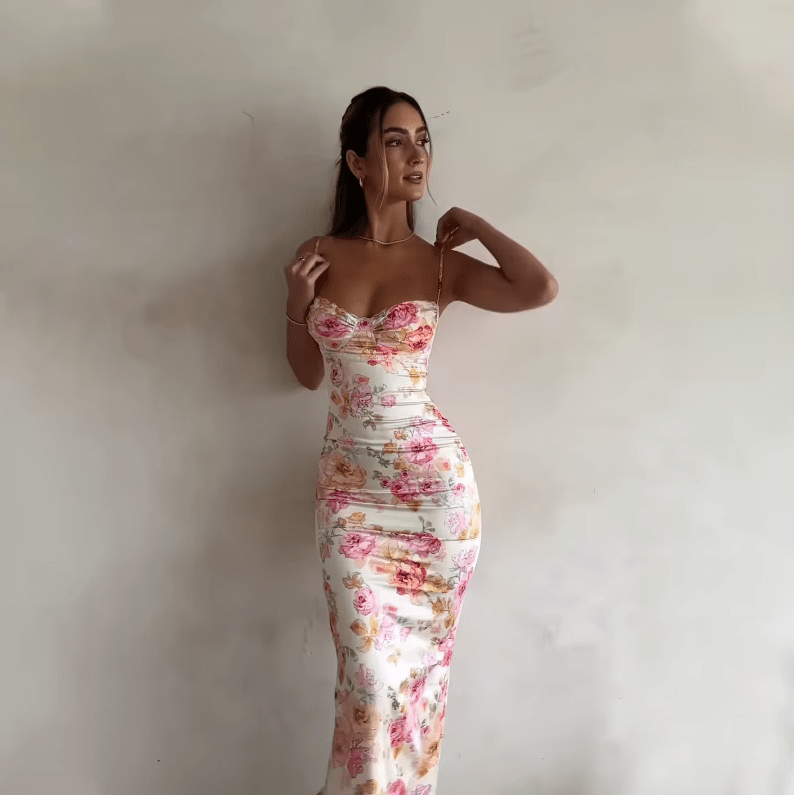 Beau | Summer Long Dress with Floral Pattern